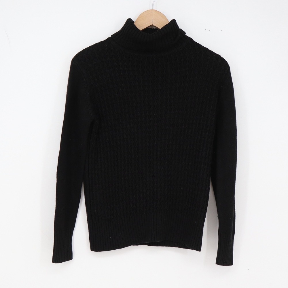 Unbranded Sweater Womens S Turtleneck Black Cable Knit Ribbed Trim Excellent